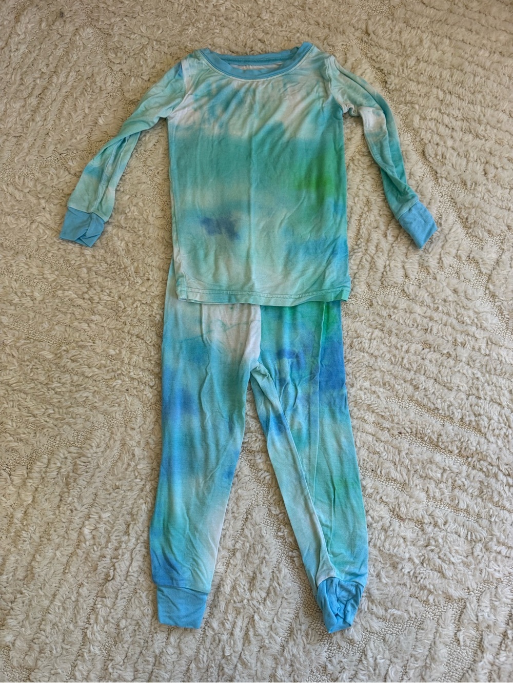 Little Sleepies Blue & Green Tie-Dye Two Piece Pajama Set